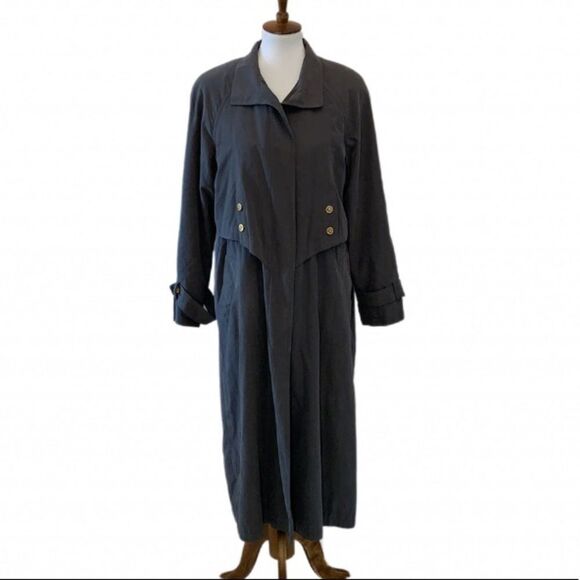 VTG FLEET STREET Olive Trench coat long jacket 8 - Picture 1 of 16